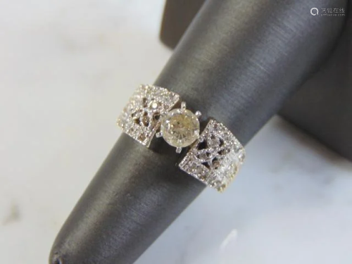 Womens Vintage Estate 14k White Gold & Diamond Ring