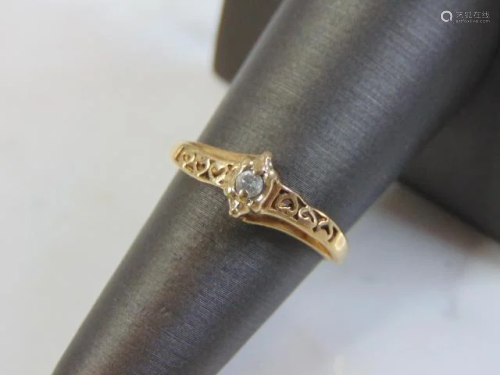 Womens Vintage Estate 10K Yellow Gold Diamond Ring