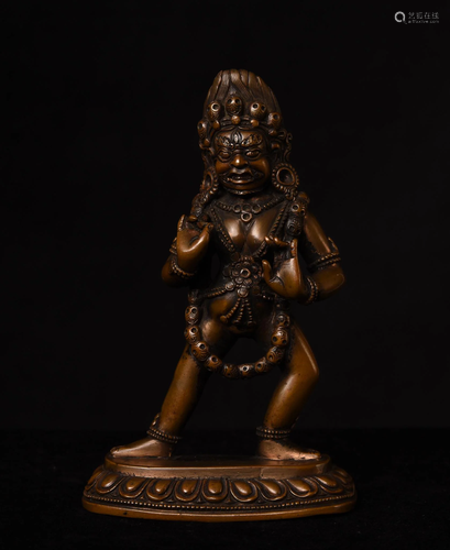 18th century Fierce Tibetan Deity-Mahakala- solid-cast