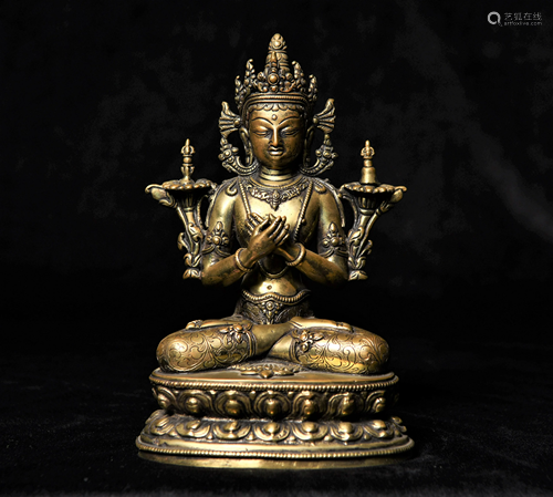 Fine 1819 century Nepalese or Tibetan Bodhisattva