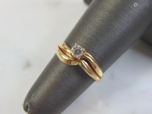 Vintage Womens 14K Yellow Gold, Solitaire Diamond Ring