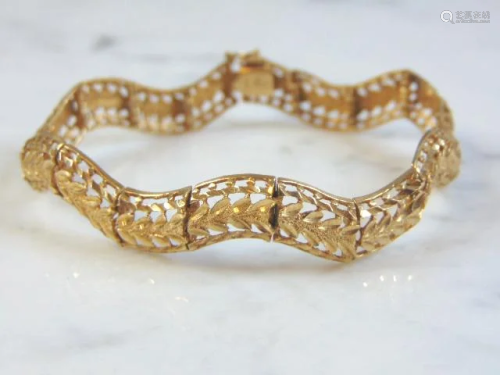 Womens Vintage Estate 10K Gold Filigree Bracelet