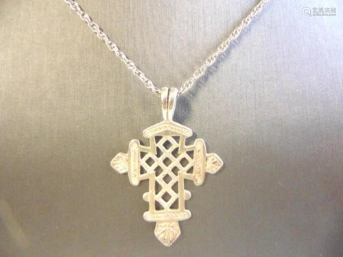 Vintage Estate Sterling Silver Necklace Cross Pendant