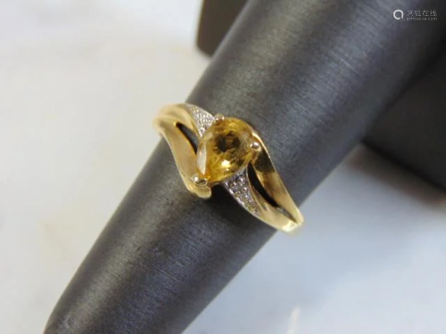 Womens Vintage Estate 10K Yellow Gold Citrine Ring