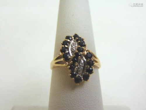 Womens Vintage Estate 10K Yellow Gold & Sapphire Ring
