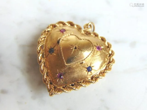 Womens 14K Yellow Gold Heart Locket Pendant