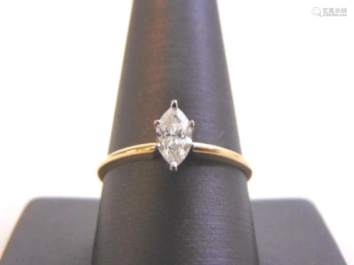 Womens Vintage 14K Gold Diamond Engagement Ring