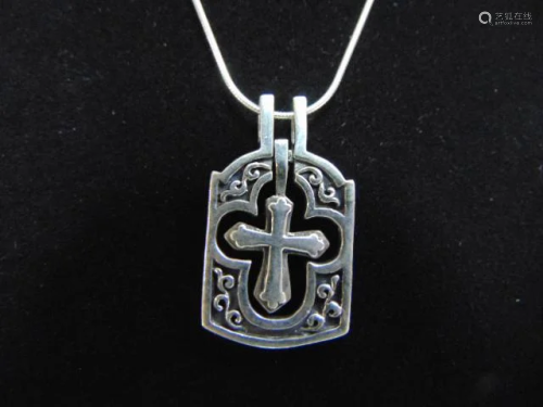 Vintage Sterling Silver Cross Pendant w/ Necklace