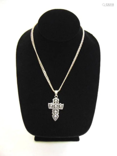Sterling Silver Gothic Skull Cross Pendant & Necklace
