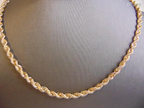 Heavy Vintage Estate 14K Yellow Gold Rope Necklace