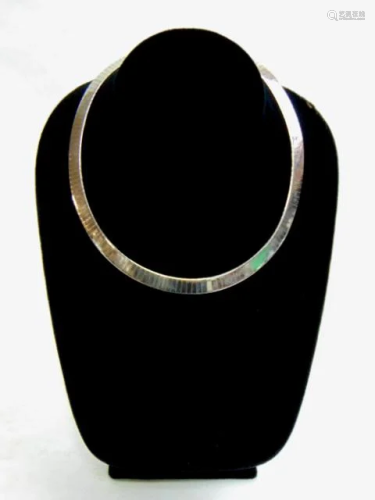 Vintage Sterling Silver Herringbone Chocker Necklace