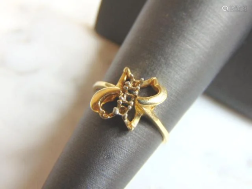 Womens Vintage Estate 14k Gold Butterfly Ring