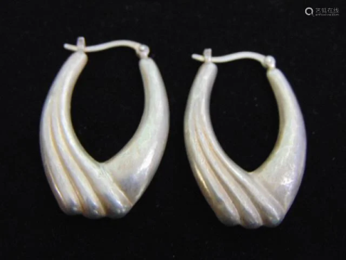 Pair of Vintage Sterling Silver Dangle Hoop Earrings