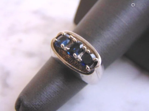 Womens Sterling Silver Ring w/ Sapphire Colored Stones