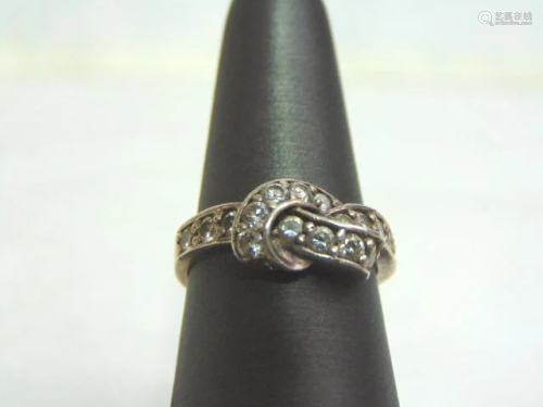Womens Vintage Sterling Silver Ring w/ Cubic Zirconia