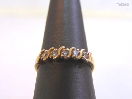 Womens Vintage Estate 14K Yellow Gold Diamond Ring
