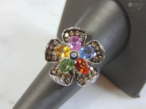 Womens Vintage Estate 14K Gold Diamond Flower Ring