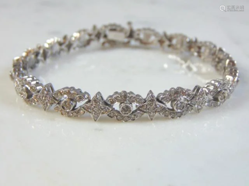Womens Vintage Estate 18K White Gold Diamond Bracelet