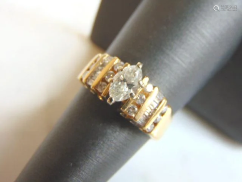 Womens Vintage 14K Yellow Gold .92cts Diamond Ring