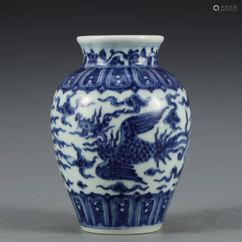 A Blue and White Phoenix Vase Xuande Period