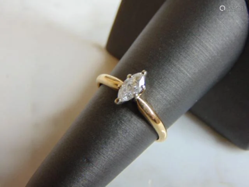 Vintage Estate Womens 14K Yellow Gold Diamond Ring