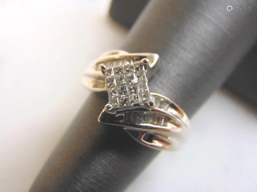 Womens Vintage Estate 14k White Gold Diamond Ring
