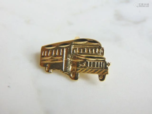 Vintage Estate 14K Yellow Gold School Bus Pendant