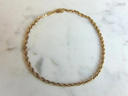 Women's Vintage Estate 14K Yellow Gold Rope Bracelet