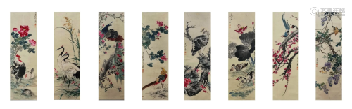 A Set of Eight Chinese Paintings Hangscrolls Attribute