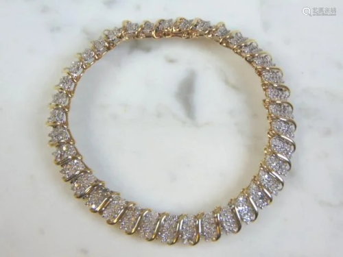 Womens Vintage Estate 14K Yellow Gold Diamond Bracelet