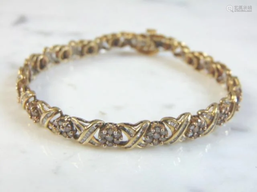 Womens Vintage Estate 10K Gold Diamond Bracelet