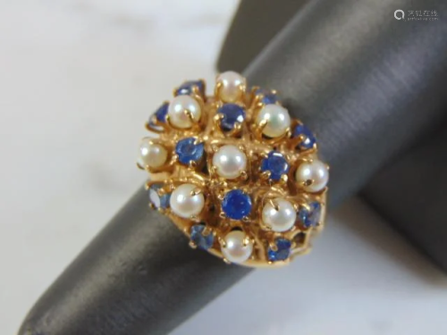Womens Vintage Estate 14K Gold Sapphire Ring