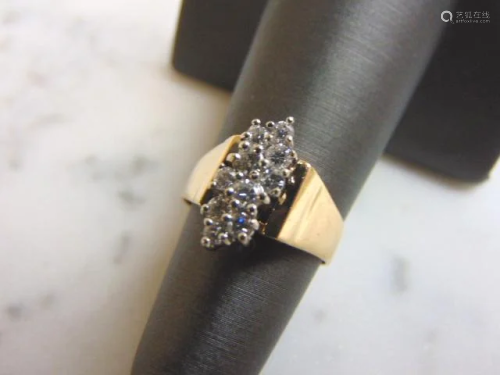 Womens Vintage 14k Gold Exquisite Diamond Cluster Ring