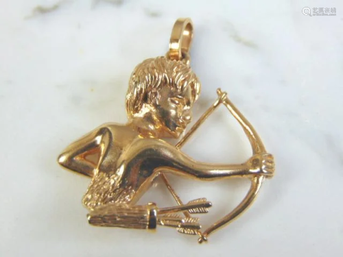 Vintage Estate 14k Gold Bowhunter Pendant