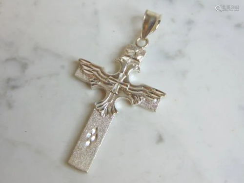 Vintage Estate Sterling Silver Religious Cross Pendant