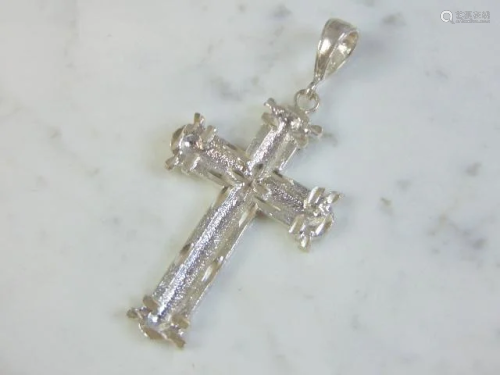 Vintage Estate Sterling Silver Religious Cross Pendant