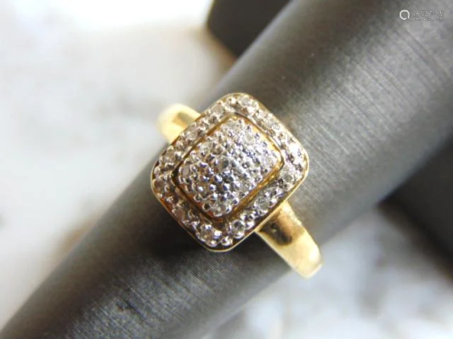 Womens Vintage 10K Yellow Gold & Diamond Cluster Ring