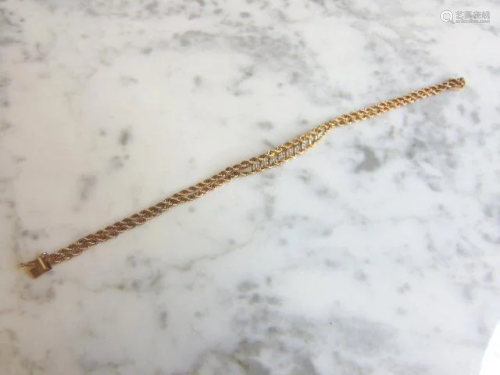 Womens 14K Yellow Gold Rope Bracelet w/ Diamond