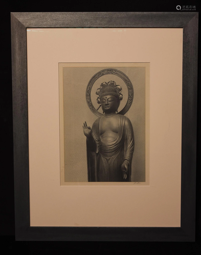 Rare Ansel Adams Photograph of a Buddha image.