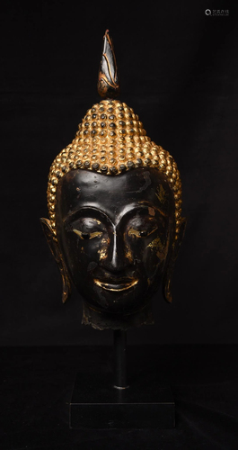 18/19thC larger than Life Thai bronze Buddha head.