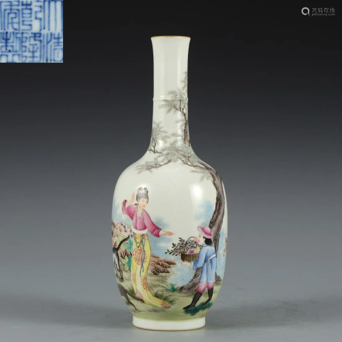 A Famille Rose Figural Vase Qianlong Period