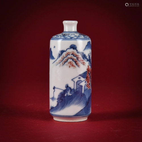 An Underglaze Blue and Copper Red Snuff Bottle Qing