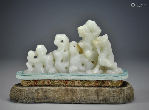 A Carved White Jade Scholar Rock Qing Dynasty