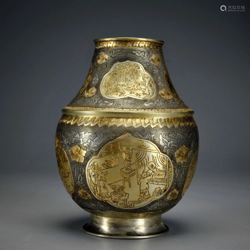 A Copper Alloy Gilt Jar Qing Dynasty