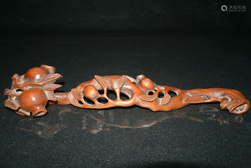 Chinese Huang Yang Wood Carved Ru Yi Ornament