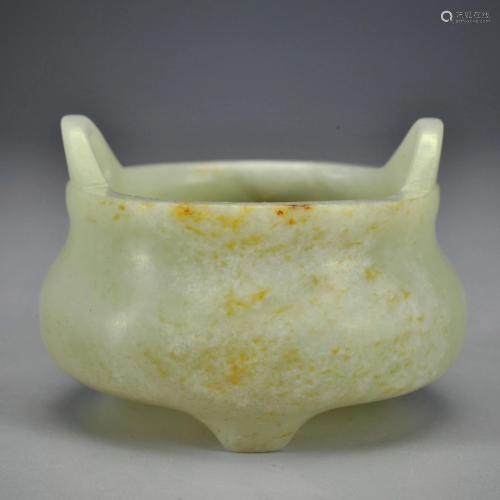A White Jade Tripod Censer Qing Dynasty