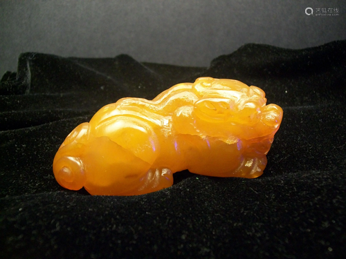 Exquisite Chinese Carved Tianhuang Stone Sleeping Lion