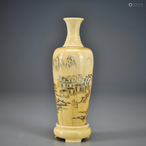 A Carved Organic Material Vase Qing Dynasty