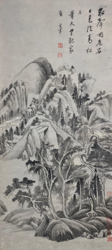 A Chinese Painting Scroll Attribute to Dong Qichang