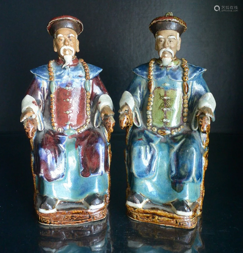 Pair Of Finely Chinese Qing Dynasty Officer Statue